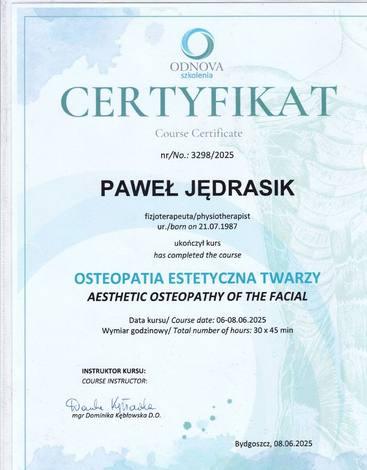 Certyfikat: Osteopatia estetyczna twarzy